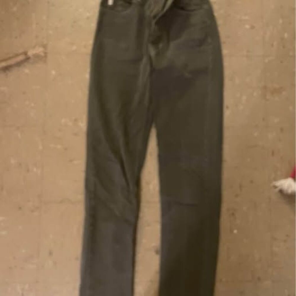 High Waisted Straight Leg Dark Green Guess Jeans- 23" waist, 28" inseam
